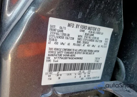 2016 Ford F250 Super Duty from USA, damaged, VIN 1FT7W2BT9GEA09082